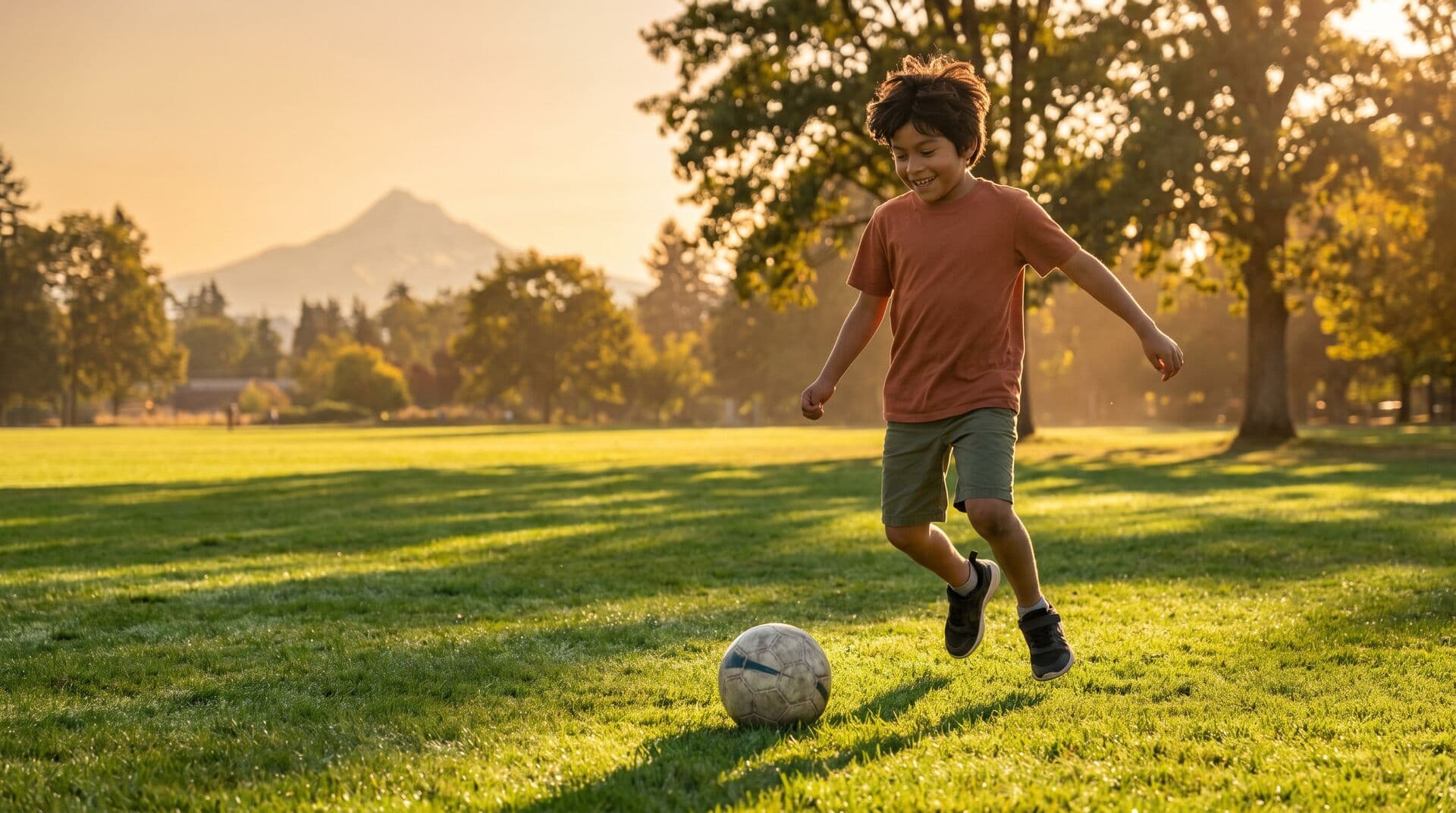 Kids playing soccer and sports at a Portland summer sports camp