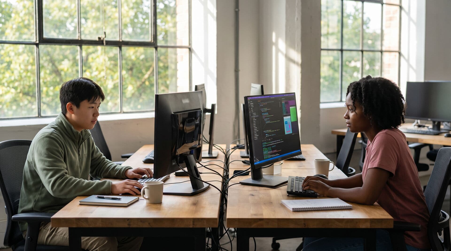 Children building robots at a Portland STEM and coding summer camp